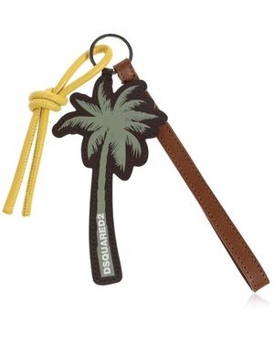 DSquared² Accessoires ,Veelkleurig ,Leer Logo Pendant - Zwart