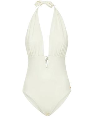 Tom Ford Elegante Witte Badpak Met Een Diep Decolleté