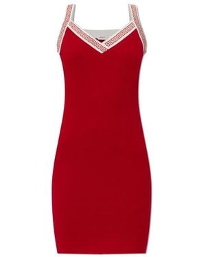 Versace Jacquard Stretch Baumwoll-Jersey Minikleid - Rot