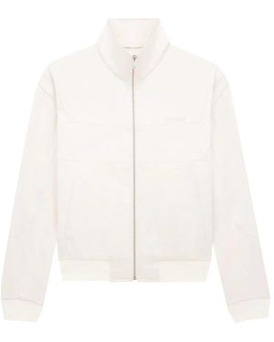 Saint Laurent Cremefarbene Zip-Jacke Rippstrick - Weiß