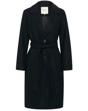 Cream Belted Coats - Negro
