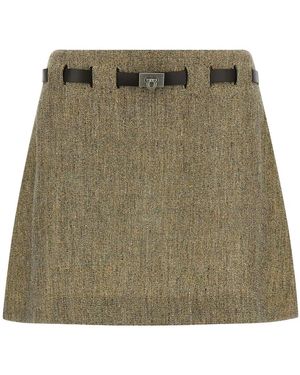 Ferragamo Minirok Met Gancini-Ceintuur - Groen
