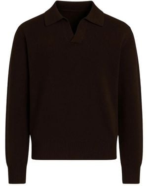 Paolo Pecora Bruine Merinowol Polo - Zwart