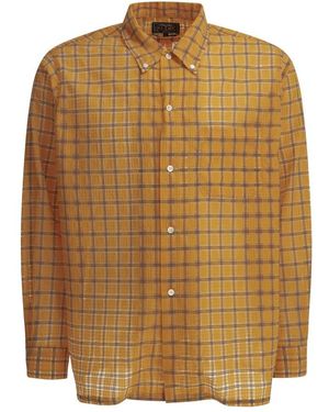 Beams Plus Open Bd Nylon Airy Plaid Shirt - Braun