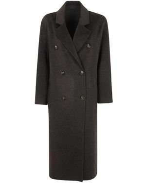 Loulou de Saison Jassen ,Bruin ,Leer Irvin Double-Breasted Coat - Zwart
