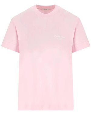 Givenchy Tops ,Roze ,Katoen T-Shirt Met Geborduurd Logo