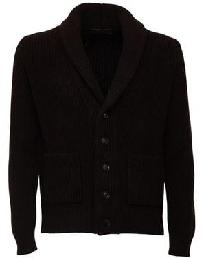 FILIPPO DE LAURENTIIS Truien & Vesten ,Bruin ,Katoen Sjaalkraag Vest - Zwart
