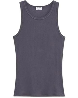 Filippa K Geripptes Tanktop Charcoal Minimalism - Blau