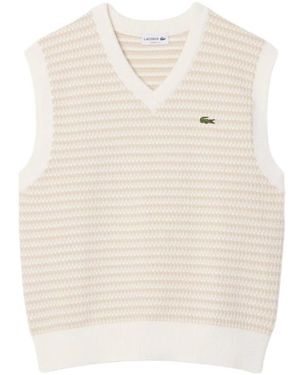 Lacoste Waffelstrick-Weste Mit V-Ausschnitt - Weiß