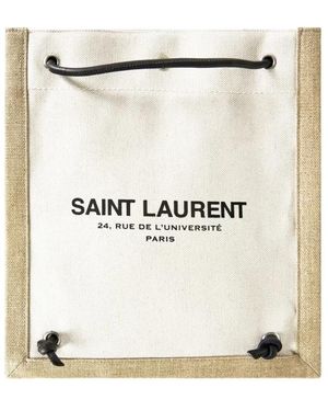 Saint Laurent Tassen ,Wit ,Katoen Universite Logo Flat Crossbody Tas