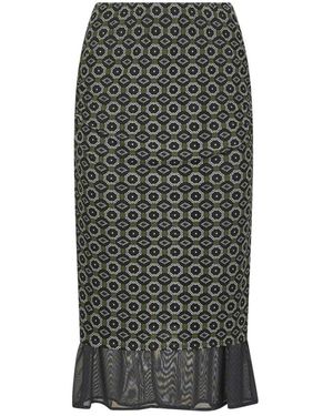 Dries Van Noten Groene Mesh Midi Rok - Grijs