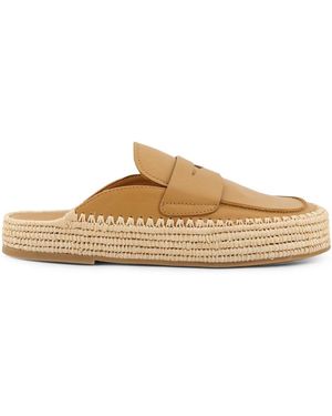 Paloma Barceló Mule Met Ronde Neus En Raffia Zool - Naturel