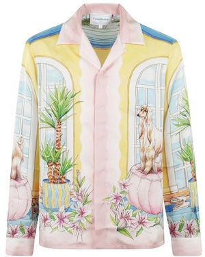 CASABLANCA Camicia a maniche lunghe con colletto cubano - Verde