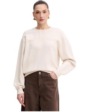Elisabetta Franchi Hoodies & Sweatvesten ,Polyester Gebreide Sweater Met Logo - Naturel