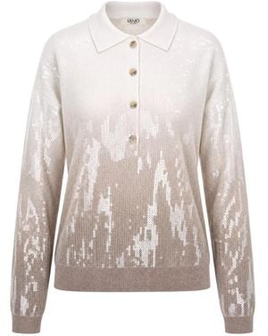 Liu Jo Tops ,Pailletten Polo Shirt - Grijs