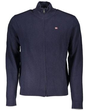 Napapijri Blaue bestickte strickjacke mit reißverschluss