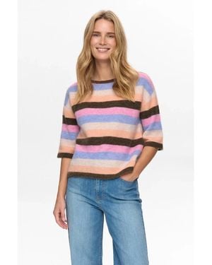 Numph Nuriette Stripy Ss Pullover - Rot