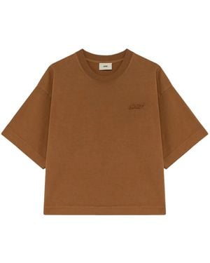 Autry Tops ,Bruin ,Katoen Walnoot Zwaar Katoenen T-Shirt