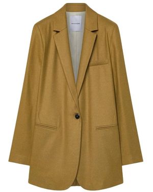 Pomandère Damen Woll-Viskose-Flanell-Blazer - Grün