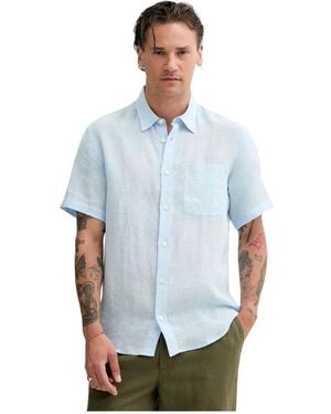 A.P.C. Overhemden ,Blauw ,Linnen Bellini Logo Short-Sleeve Shirt