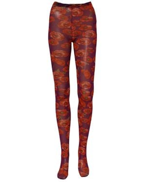 Dolce & Gabbana Floral Print Tights - Rood