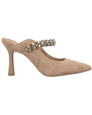 Alma En Pena. Heeled Mules - Natural