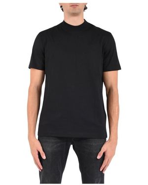 Dondup Korte Mouw Jersey Coltrui Tee Met Schouderlogo Print - Zwart