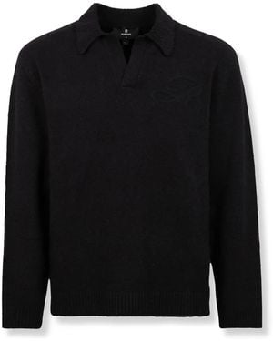 Represent Wollen Polo Sweater Met Ribbed Hem - Zwart