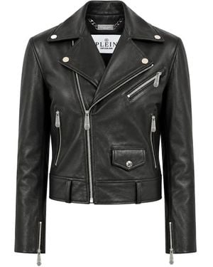 Philipp Plein Oversize Biker Jacket - Schwarz