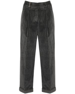 Peserico Wijde Corduroy Broek - Grijs