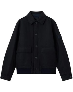 Stone Island Jassen ,Zwart ,Nylon Wool Nylon Flannel S.I. Ghost Jacket - Blauw