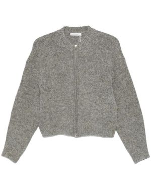 Low Classic Truien & Vesten ,Grijs ,Cardigan Met Hoge Kraag En Rits