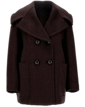 Max Mara Jassen ,Bruin ,Dubbelrijige Jas Met Wijde Revers - Zwart