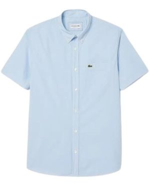Lacoste Korte Mouw Regular Fit Gingham Shirt - Blauw