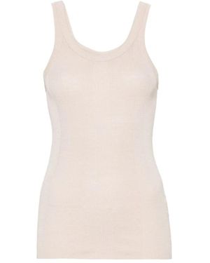 Quira Tops ,Roze ,Zijden Rib Tanktop - Naturel