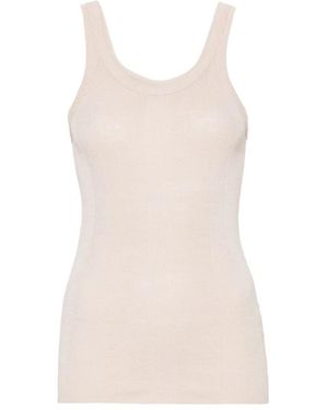 Quira Tops ,Roze ,Zijden Rib Tanktop - Naturel