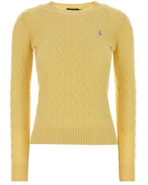 Polo Ralph Lauren Truien & Vesten ,Geel ,Wol Pullover Met Kabelpatroon