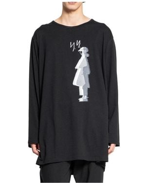 極美品 B Yohji Yamamoto LONG SLEEVE T-shirt Yohji Yamamoto POUR HOMME Print Long Sleeve T-Shirt _
