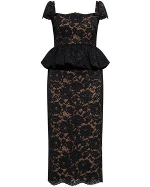 Self-Portrait Kleedjes ,Zwart ,Polyester Lace Midi Jurk