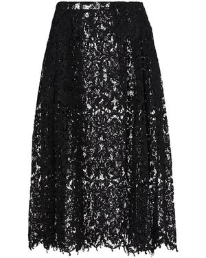 Fendi Macramé Kanten Midi Rok - Zwart