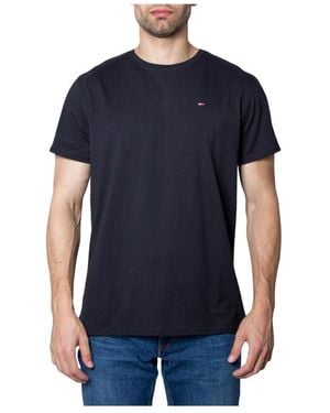 Tommy Hilfiger Tops ,Zwart ,Katoen Crew Neck T-Shirt Classic Fit - Blauw