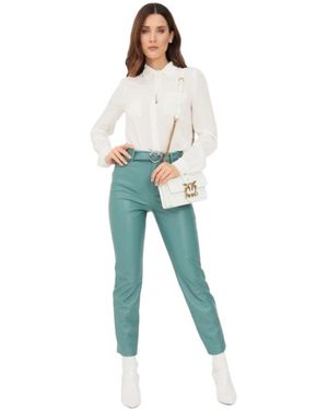 Pinko Broeken ,Groen ,Leer Susan Skinny - Blauw