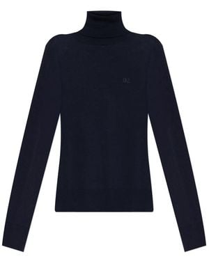 DSquared² Truien & Vesten ,Blauw ,Wol Wollen Coltrui Met Logo