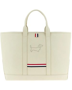 Thom Browne Pebble Grain Hector Medium Tool Tote - Metallic
