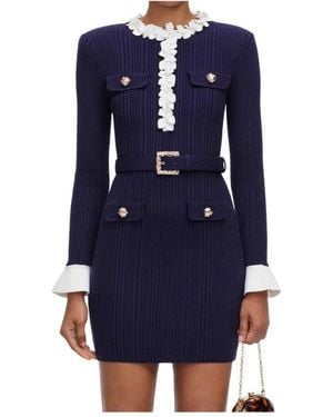 Self-Portrait Knitted Dresses - Blue