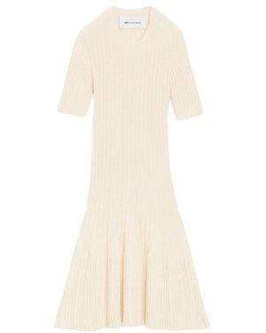 Ami Paris Kurzes Kleid Mit Rohstreifen - Weiß