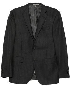 Corneliani Gestreifter Wollanzug Drop 7 - Schwarz
