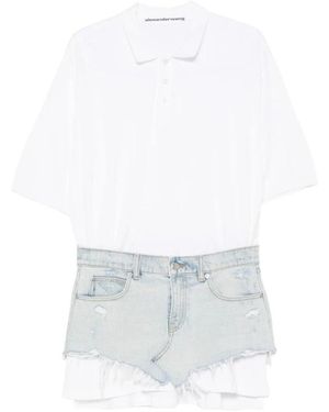 Alexander Wang Gelaagde Denim-Paneel Mini Jurk - Wit