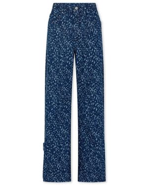 Rabanne Jeans ,Blauw ,Denim Blauwe Baggy Straight-Leg Jeans Met Banddetails