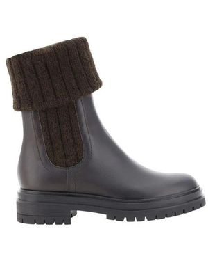 Gianvito Rossi Schoenen ,Bruin ,Leer Leren Enkellaarzen Met Stretchbanden - Grijs